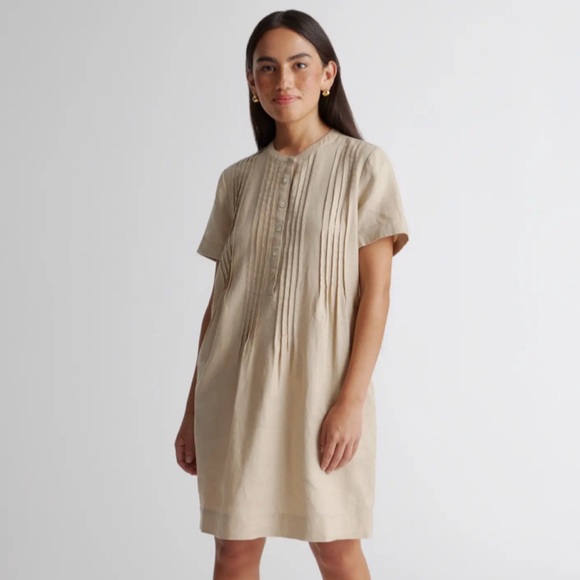 Quince Dresses & Skirts - New • Quince • 100% European Linen Short Sleeve Swing Dress in Driftwood